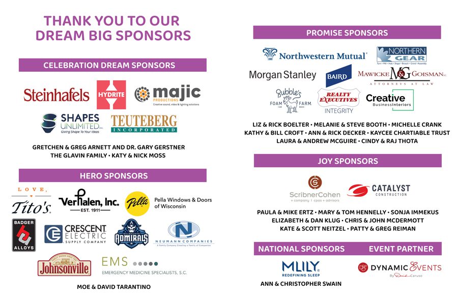 Special Spaces Wisconsin - Dream Big Gala Sponsors 2024