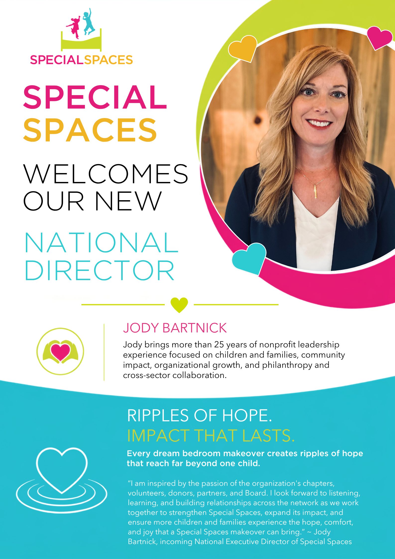 Special Spaces Announces New National Director Jody Bartnick